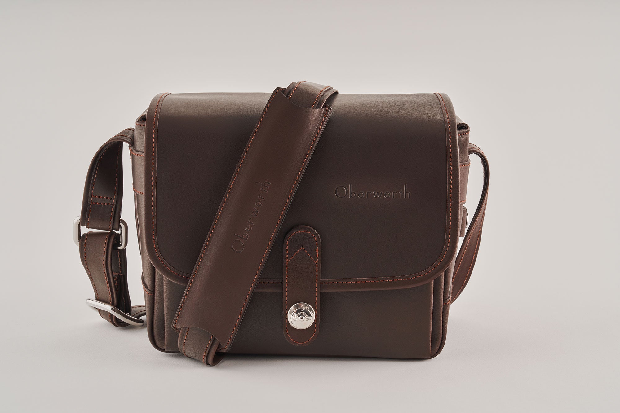 Camera bag FRANKFURT full leather dark brown !Trade fair good!